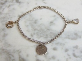 Womens Vintage Estate Sterling Silver Charm Bracelet 6.4g E4594 - £27.63 GBP