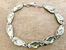 Sterling Silver Flip Flop Sandal Bracelet Set With Stones 7 3/4” Long - £50.55 GBP