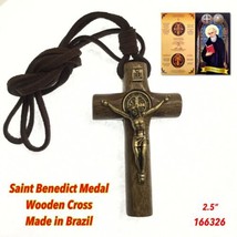 Saint St Benedict of Nursia Medal Cross Crucifix Pendant with Necklace, 26 Inch - £11.67 GBP