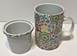 World Market Multicolor Floral Tea Cup with Infuser 2 Pieces Mint - £10.83 GBP