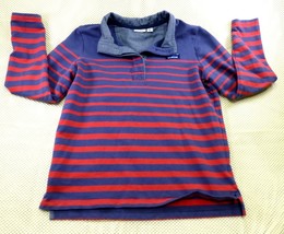 VTG LL Bean Lakewashed Rugby Shirt Blue Red Striped Henley - $21.71