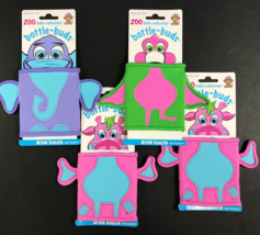 KidKusion Bottle-Bud ZooBaby Lot of 4 Drink Koozie Flamingo Giraffe Elep... - £6.10 GBP