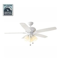 Hampton Bay Rockport 52&quot; Indoor Matte White LED Ceiling Fan with Light - £60.85 GBP