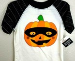 Toddler Boys Cream &amp; Grey Halloween Jack O Lantern Pumpkin Bandit T-Shir... - $7.91