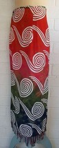 New GEE GEE Green Orange Cream Circle Swirl Batik Wrap Sarong Skirt Cover-Up - £11.04 GBP