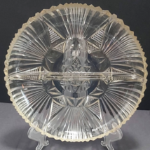 Vintage American Brilliant cut glass divided relish dish starburst 6.5 inches - £11.42 GBP