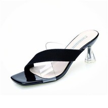 Comemore Female Slippers Women Fashion High Heels Transparent Heel Elegant Summe - £14.89 GBP