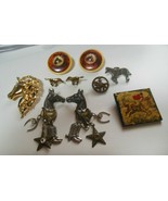 Vintage HORSE Jewelry Lot - Earrings, Brooches, Button - $206.03 CAD