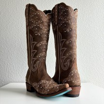 Lane CALYPSO Brown Cowboy Boots 7.5 Leather Snip Toe Bridal Bling Wide C... - $292.05