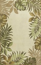 2&#39; X 4&#39; Ivory Leaves Bordered Wool Area Rug - £151.38 GBP