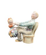 Vintage Shafford Daddy and Daughter Figurine Horse Ride Bisque Porcelain - £39.04 GBP