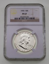 1955 50C Plateado Franklin Medio Dólar Prueba Graduado Por NGC Como PF67 - £94.83 GBP