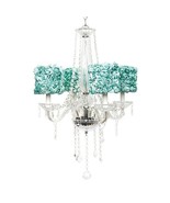 CHIC SHABBY 4 Arm Turquoise Blue Rose Garden Crystal  Chandelier - £799.34 GBP