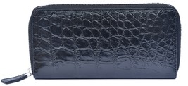 Special Shining Black Zipper Fastening Pure Crocodile Leather Women Clutch - £195.83 GBP