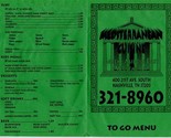 Mediterranean Cuisine Menu 21st Ave South Nashville Tennessee 1990&#39;s - £14.21 GBP