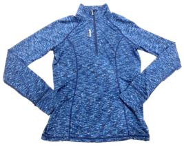 Reebok Shirt Womens XS Blue Pullover Run Thumbholes Mesh Panel Reflect 1... - $14.36