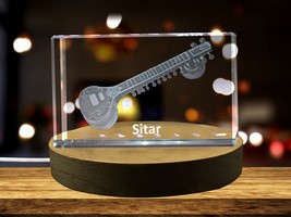 LED Base included | Sitar 3D Engraved Crystal 3D Engraved Crystal Keepsake/Gift - £31.96 GBP+
