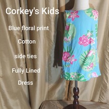 Corkey Kids Blue Floral Print Side Tie Dress Size 4T - £7.99 GBP