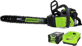 Greenworks Pro 80V 18-Inch Brushless Cordless Chainsaw, 2.0Ah Battery and Rapid - £286.23 GBP