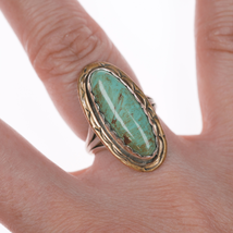 sz5 vintage Native American silver gold filled turquoise ring - $67.57