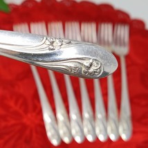 8 INTERNATIONAL HOLMES &amp; EDWARDS ROMANCE SILVERPLATE 7 3/4&quot; Dinner Forks - $19.98