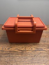 Vintage Tupperware Stow N Go Tote 1431-4 Craft Picnic Mod Orange 1970s Storage - $14.01