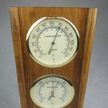 Vintage Weather Station Thermometer Barometer Humidity Springfield Wood &amp; Brass - £31.42 GBP