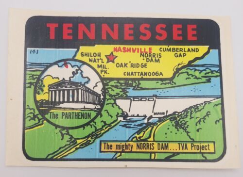 Tennessee Mighty Norris Dam Vintage Original Travel Water Transfer Decal - $16.63