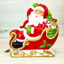 Santa in Sleigh Lighted Tabletop or Hanging 10&quot; Blow Mold Battery Operat... - £23.86 GBP