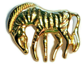 Wild Zebra Stripped Horse Brooch Pin Gold Tone Figure Animal 1.5”Wide - £15.93 GBP