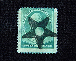 Two Used Scott #213 Five Point Star Fancy Cancel 1887 2C Green Thin Hinged - £23.59 GBP