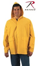 NEW PVC Rain Jacket Yellow PVC Raincoat W Drawstring Hood XL 48-50 CHEST - $22.67