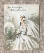 Ephemera Vintage Hallmark Bride Groom Anniversary Paper Greeting Card - £3.09 GBP