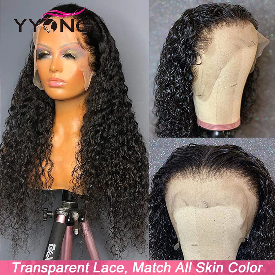 YYong Brazilian Kinky Curly 13x4 HD Transparent Lace Front Human Hair Wigs  Remy - £63.19 GBP+