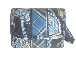 VERA BRADLEY Windsor Navy Tri-Fold Soft Wallet 4 x 4 3/4 inches - $11.40