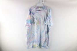 Vtg 90s Streetwear Womens One Size Abstract Trippy Rainbow Paint Swirls T-Shirt - £71.18 GBP