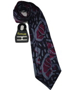 Malaysian Batik Neck Tie Wide 3.5&quot; Classic Length 57.5 Black Maroon Gray... - $27.55 CAD