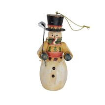 Wood Golfing Snowman Ornament Christmas Holiday Decor - £11.98 GBP