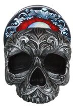 Ebros Barocco Tribal Tooled Gothic Skull Coaster Figurine Holder With 4 ... - $493.32 MXN