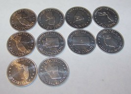 10 Vintage Shell Gas Oil Us State Coin Game Advertising Token - £3.88 GBP