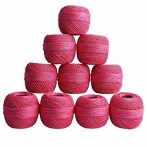 Red Rose Crochet Cotton Thread Knitting Mercerized Hand Weaving Yarn Ball Pink - £19.28 GBP