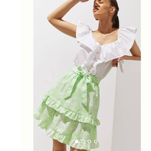 New Peter Som for Anthropologie Ruffled Mini Skirt $140 MEDIUM Green - £55.20 GBP