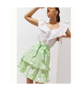 New Peter Som for Anthropologie Ruffled Mini Skirt $140 MEDIUM Green - £55.42 GBP