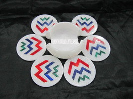 White Marble Coasters Set Rare Mosaic Inlay Marquetry Art Table Decor Ho... - $178.77