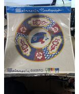Spinnerin Needlepoint Kit NP70 18” x 19” Fan Blue Yellow Red Round Emble... - $726.42 MXN