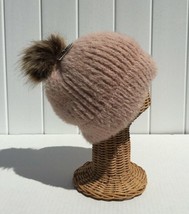 Winter Soft Stretchy Fuzzy Knitted Faux Fur Pom Fleece Lined Beanie Hat ... - £20.71 GBP