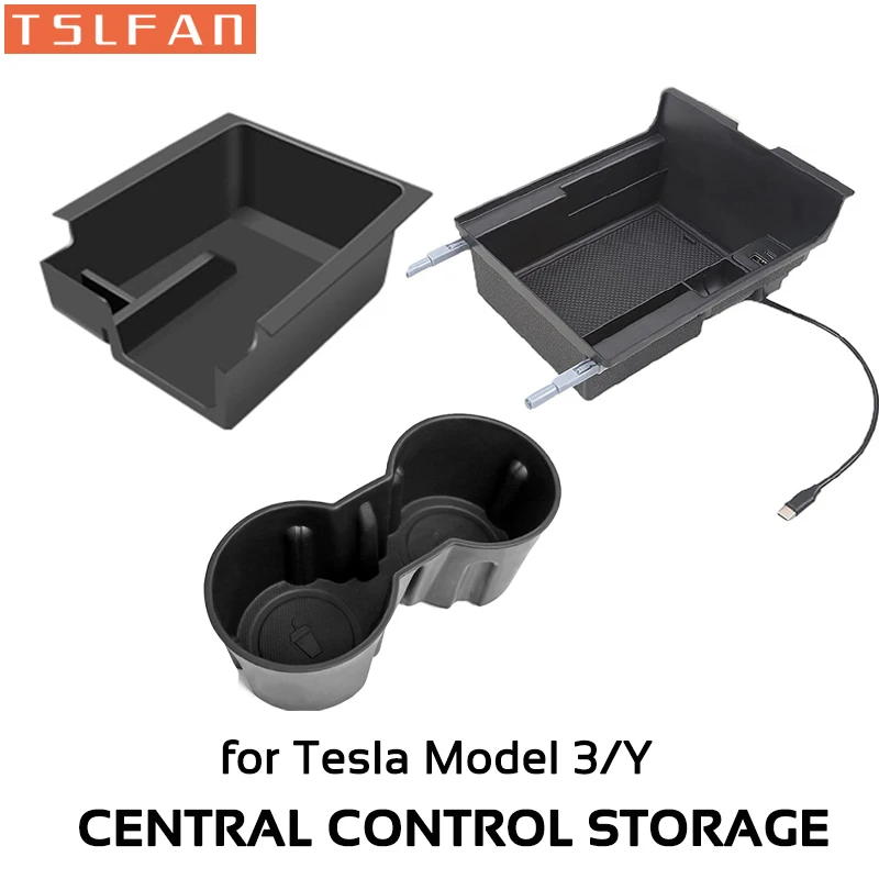 USB Type-C Port Center Console Storage Box For Tesla Model 3 Y 2021-2023 Central - £11.56 GBP+