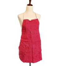 Bib Apron Red Check Plaid Tie Womens Barbeque Kitchen Cooking BBQ Summer Picnic - £15.91 GBP
