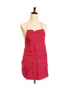 Bib Apron Red Check Plaid Tie Womens Barbeque Kitchen Cooking BBQ Summer... - £15.75 GBP