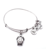 Alex and Ani Sea Turtle Charm Bangle Bracelet Rafaelian Silver Finish - $19.80